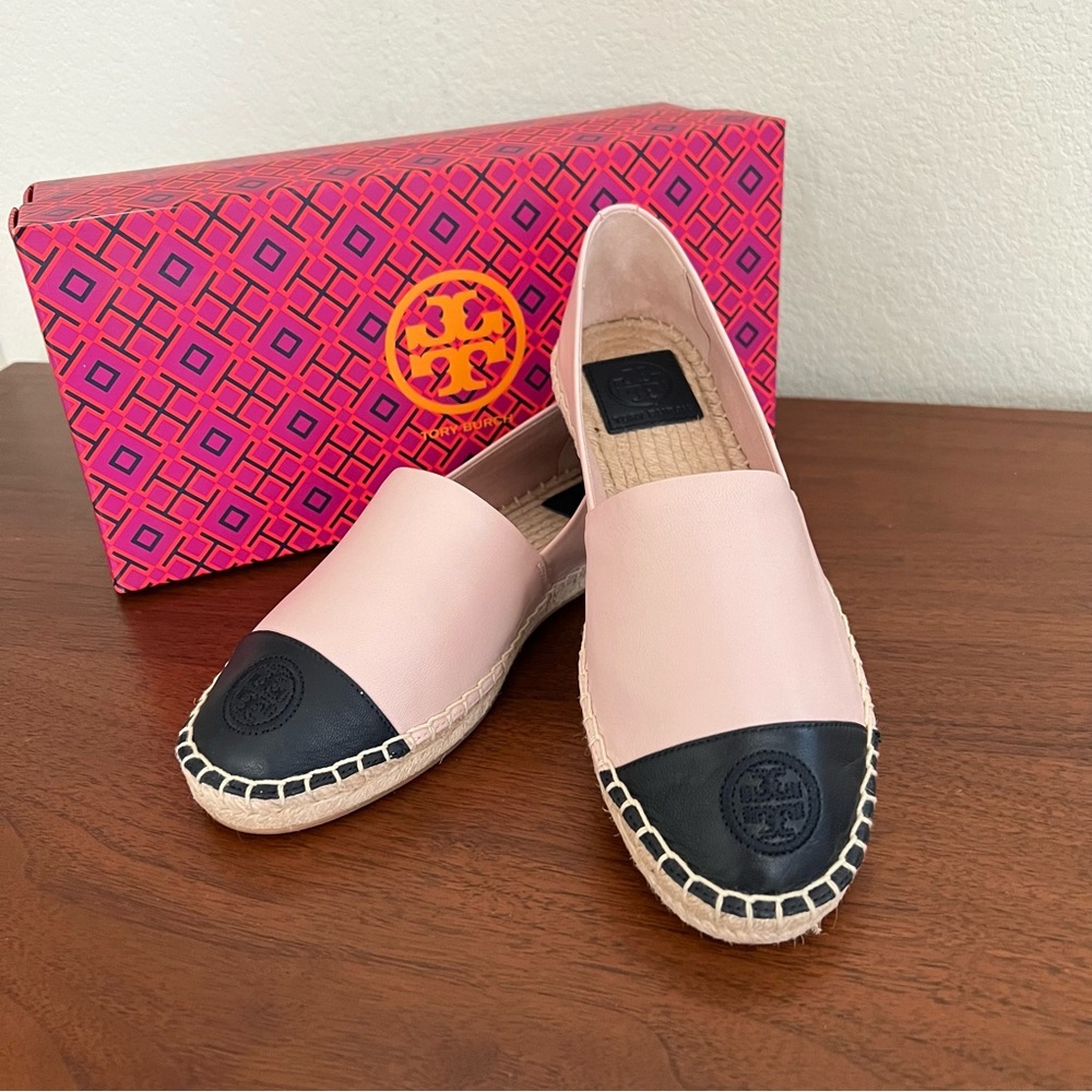 Tory Burch Classic Color Block Leather Espadrille Size 7 New in Box